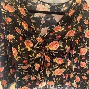 Zara floral top rose peplum